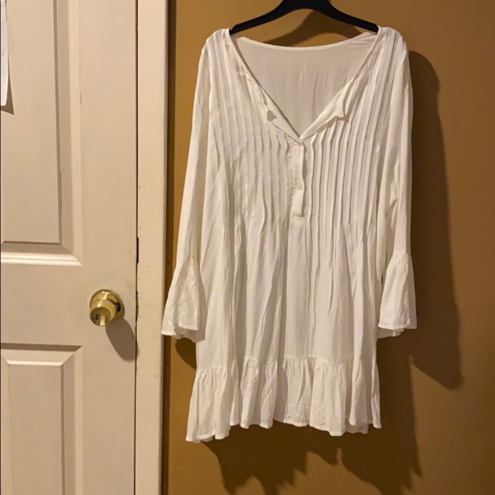White never worn beach cover dress.